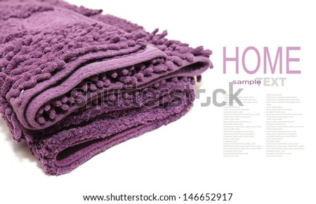 Purple Microfiber bath mat isolated on white background