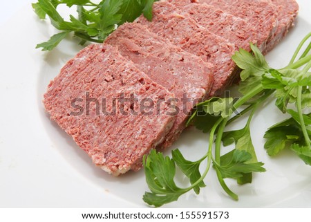 Corned Beef on white plate