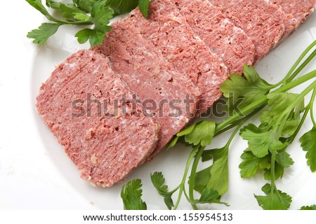 Corned Beef over white plate