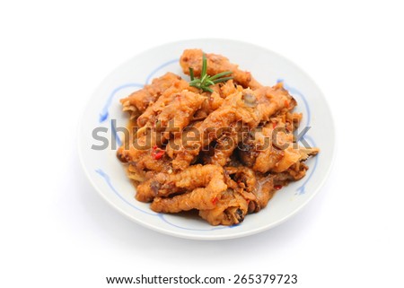 Chinese Cooked Chicken Feet isolated on white