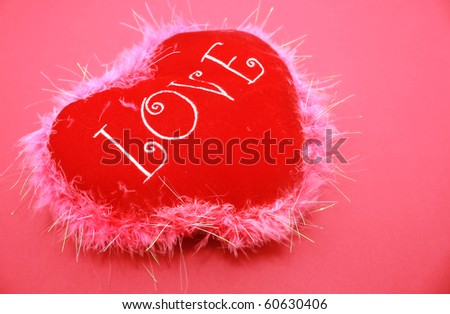 pink love heart background. stock photo : Soft Heart love cushion isolated on pink background