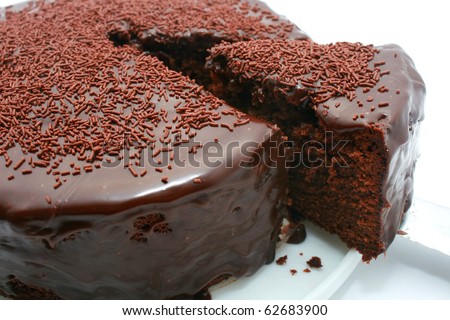 Chocolate Mud Cake isolated on White