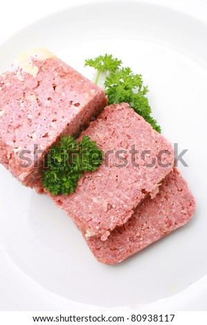 Corned Beef  on white plate