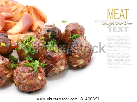 Meat Balls with Wedges or Chips