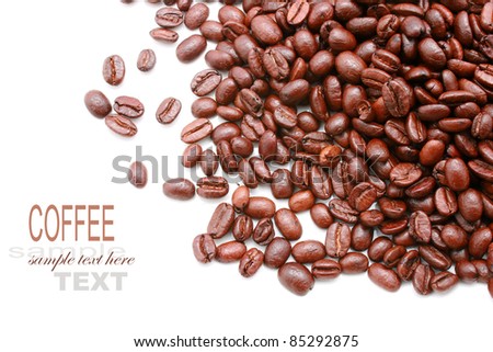 brown coffee beans isolated on white background