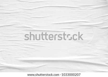 White blank crumpled paper texture background creased old poster texture placard backdrop surface empty space for text