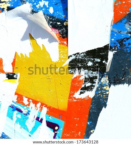 Torn street posters / Torn paper / Art / Peeling paint / Grunge background / Graffiti