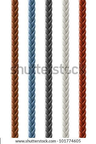 Leather Seamless Braided Plait Vector Illustration Isolated On White