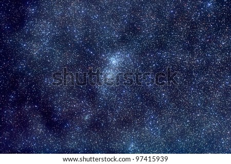 Astronomy photo: Milky Way in Perseus constellation with Deep Sky Object known as \'Double Cluster in Perseus\' that is composed of 15,000 stars. Exposure 910 sec.
