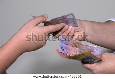 Handing over money