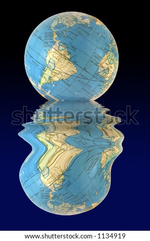 Globe of the world with reflective melt