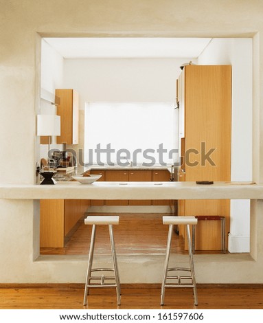 Modern Interior Kitchen Design With Long Table