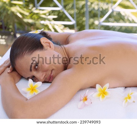 beautiful spa woman lying on the couch