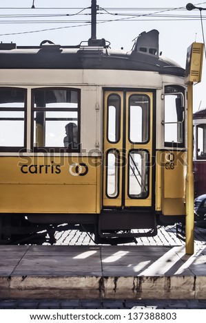 LISBON - NOVEMBER 29: Tram of the public company Carris on November 29, 2012 in LIsbon. Carris is the public transportation company of Lisbon since 1872 with buses, trams and funiculars.