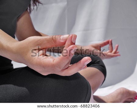 Close-up of hands in yoga meditation pose of lottus
