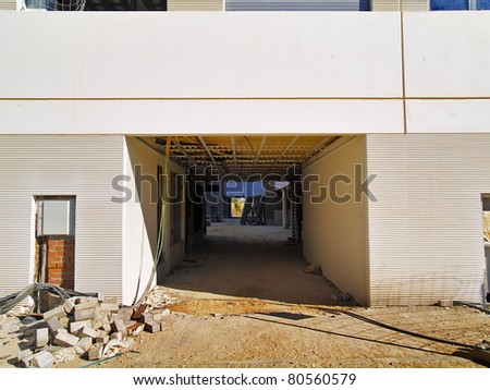Entry of a residential building under construction