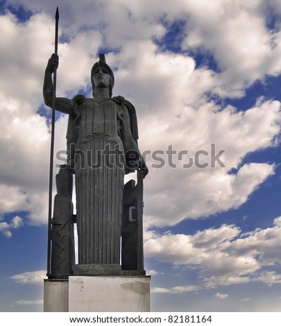 MADRID, SPAIN - MAY 20: Sculpture of Palas Atenea greek goddess on 20, 2011 in Madrid, Spain. The goddess of war and wisdom was made by Juan Luis Vassallo in 1964 and placed at of the Fine Arts Circle