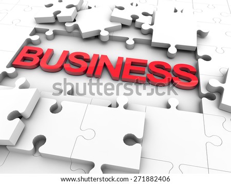 Business puzzle tiles over white background