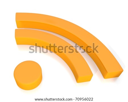 rss news feed symbol in 3D on white background