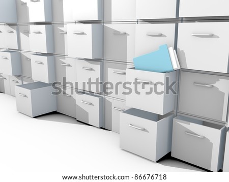 file cabinet 3d on white floor