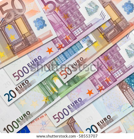Very high resolution composition of many euro bank notes in square format