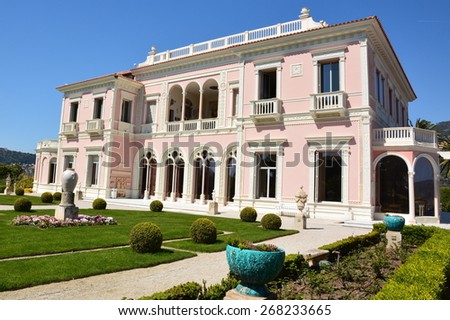 SAINT JEAN CAP FERRAT, FRANCE, APRIL 8: Villa Rothschild shown on april 8, 2015 in Saint Jean Cap Ferrat, France. This villa is one the beautiful palaces of the French Riviera, and the most visited.