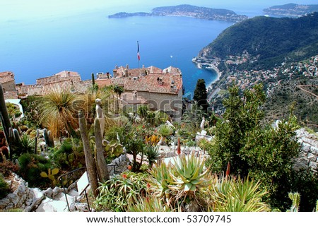 Eze, renowned tourist site on the French Riviera, is famous worldwide for the view of the sea from its hill top.cliff