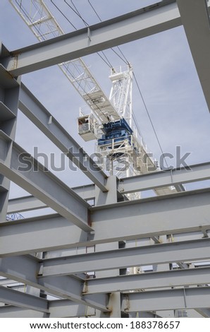 Crane command center along with iron girders Up above you can control where exactly each iron girder will be placed