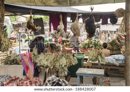 CHIAPAS, MEXICO- MARCH 24: On Sundays big street markets open to offer their best products as seen on the city of Tapachula in Chiapas, Mexico on March 24, 2011.