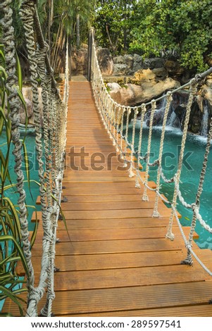Hanging bridge over the river This well constructed bridge is ideal to cross rivers