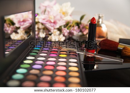 makeup kit lipstick flowers