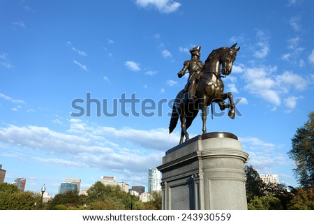 Boston Massachusetts George Washington statue located in the Public Garden.