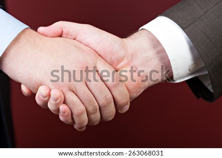Business negotiations illustrated with a close up of a handshake between two men.