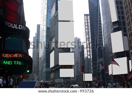 Fill this image of times square with anything you want in the blank advertising sign spaces - be creative.  Plenty of copy and negative space for your text or graphic designs.