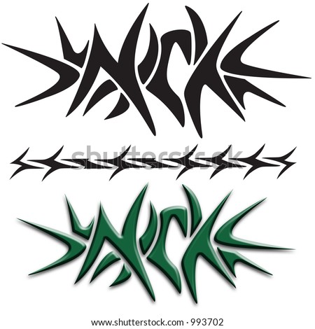 stock photo A tribal tattoo of the name NICK that i designed for someone