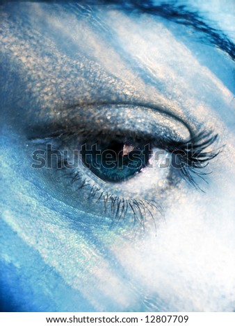 A beautiful abstract eye concept in a sky blue tone.