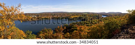 A shot of New England during early autumn foliage at its peak colors.