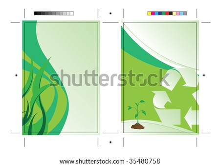 stock photo : A going green postcard or direct mailer design template with 