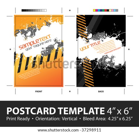 stock vector : A hazard stripes postcard or direct mailer design template 