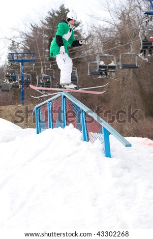 skier on rail