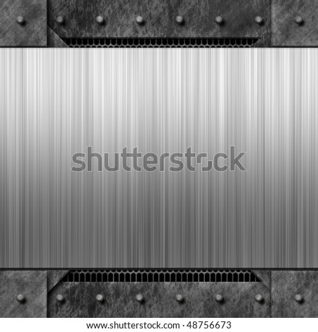 Brushed metal background texture with rivets.  Makes a great layout or business card template.