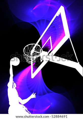Dunking A Basketball. silhouette of a basketball