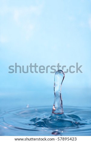 A blue water droplet splash background. Shallow depth of field.