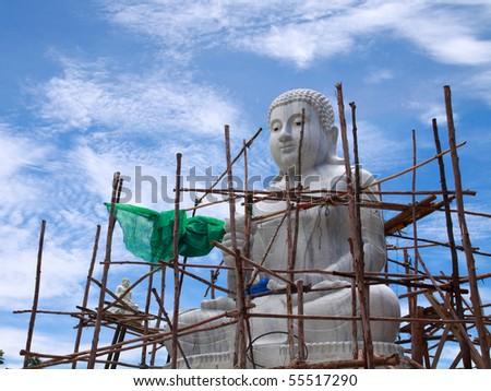 Biggest white stone Buddha in progress, Thailand