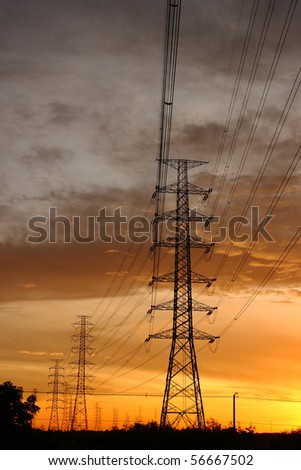 Electric power station in the sunset