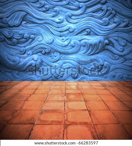 Interior blue wall Design with sea.