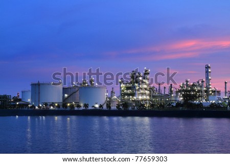 Sunset colorful sky and petrochemical industry.
