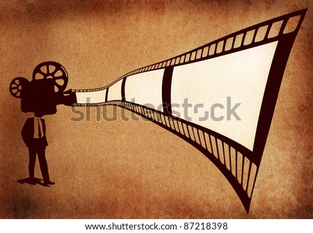 man movie and film created by grunge paper texture background