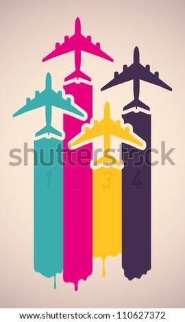 Background with colorful airplanes Vector illustration Background with colorful airplanes Vector illustration