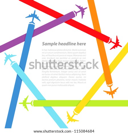 Background with rainbow airplanes Vector illustration Background with rainbow airplanes Vector illustration